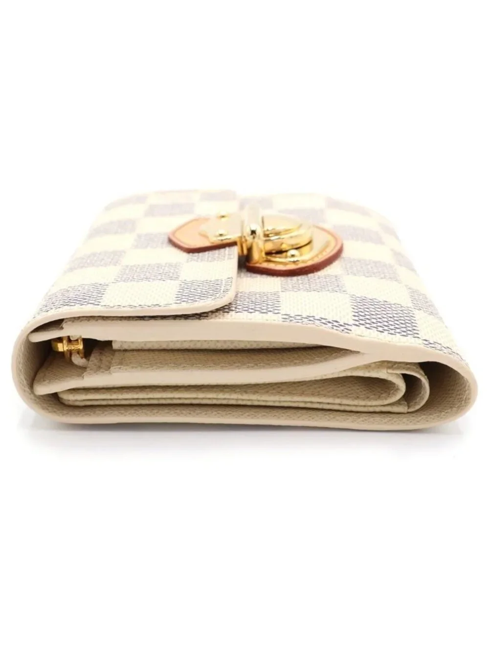 Louis Vuitton Damier Azur Portefeuille Joy Leather Trifold Wallet Compact White
